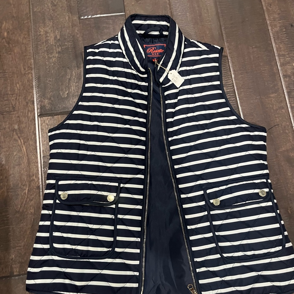 Blue and White Striped vest